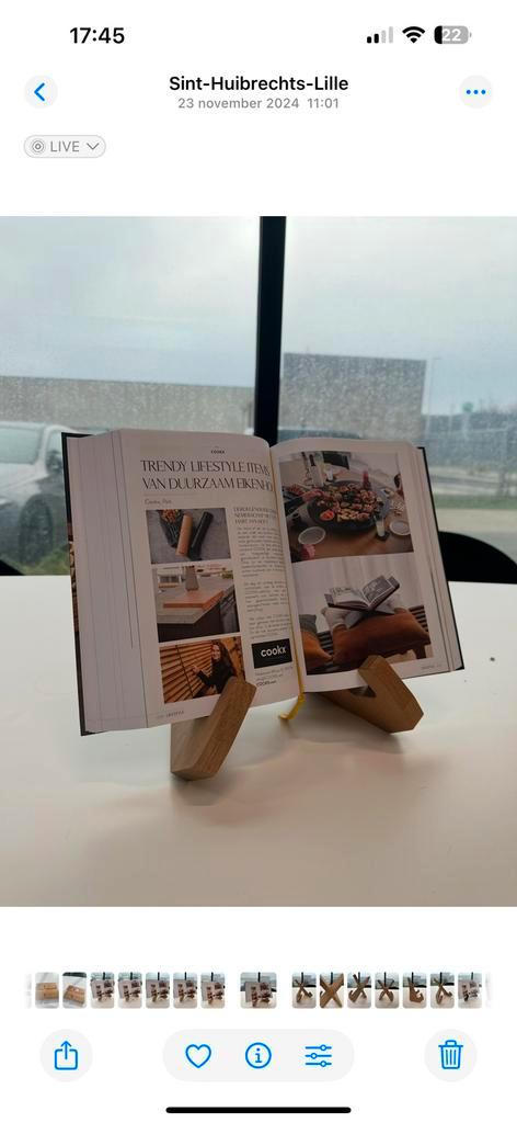 Boekensteun COOKX - Staand model - Natuurkleur eikenhout, Huis en Inrichting, Woonaccessoires | Wandplanken en Boekenplanken, Ophalen of Verzenden
