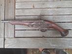 Houten Duplicaat Pistool met Metalen Details ONKLAAR, Antiek en Kunst, Ophalen of Verzenden