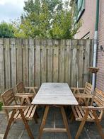 Houten Tuinset met 6 Stoelen, Tuin en Terras, Ophalen, Gebruikt, Eettafel, 6 zitplaatsen
