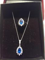 Blauwe Sieradenset - Ketting en Ring, Blauw, Nieuw, Ophalen of Verzenden, Met edelsteen