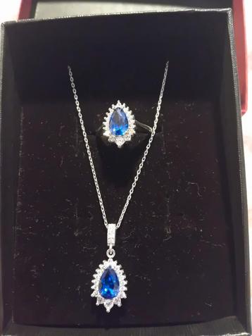 Blauwe Sieradenset - Ketting en Ring beschikbaar voor biedingen