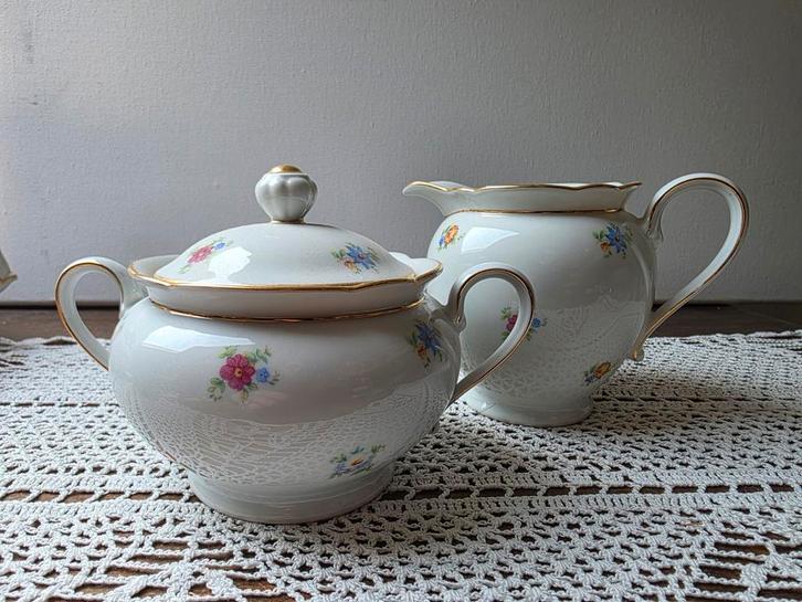 Suikerpot roomkannetje bloemetjes Inka Bavaria, Antiek en Kunst, Antiek | Servies los, Ophalen of Verzenden