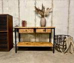 Vintage werkbank koffietafel koffiebar keukeneiland dressoir, Ophalen, Gebruikt, 100 tot 150 cm, Vintage landelijk
