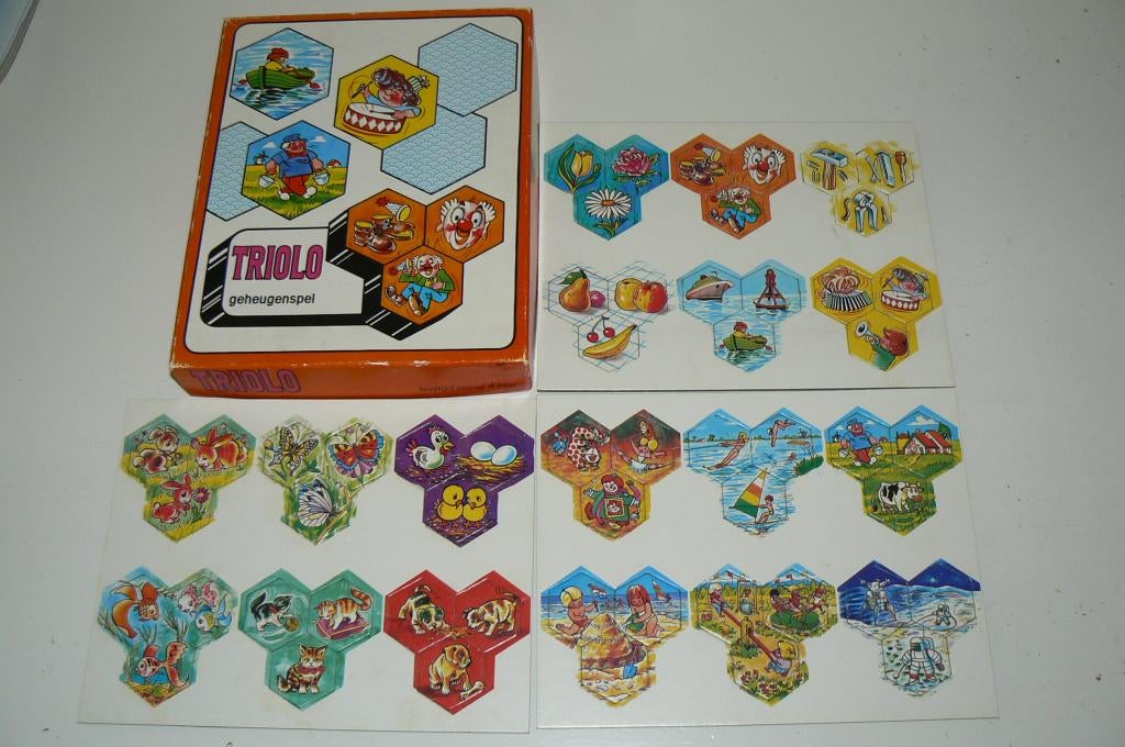 Vintage memory, Triolo geheugenspel van HEMA jaren '80, Hobby en Vrije tijd, Een of twee spelers, Ophalen of Verzenden, Zo goed als nieuw
