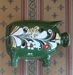 Groene aardewerk spaarpot varken, Porselein of Keramiek, Schaal, Nieuw, Ophalen of Verzenden