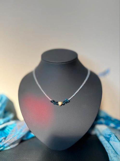 Topaas London blue maansteen geluk uniek zeldzaam, Sieraden, Tassen en Uiterlijk, Kettingen, Nieuw, Zilver, Blauw, Met edelsteen