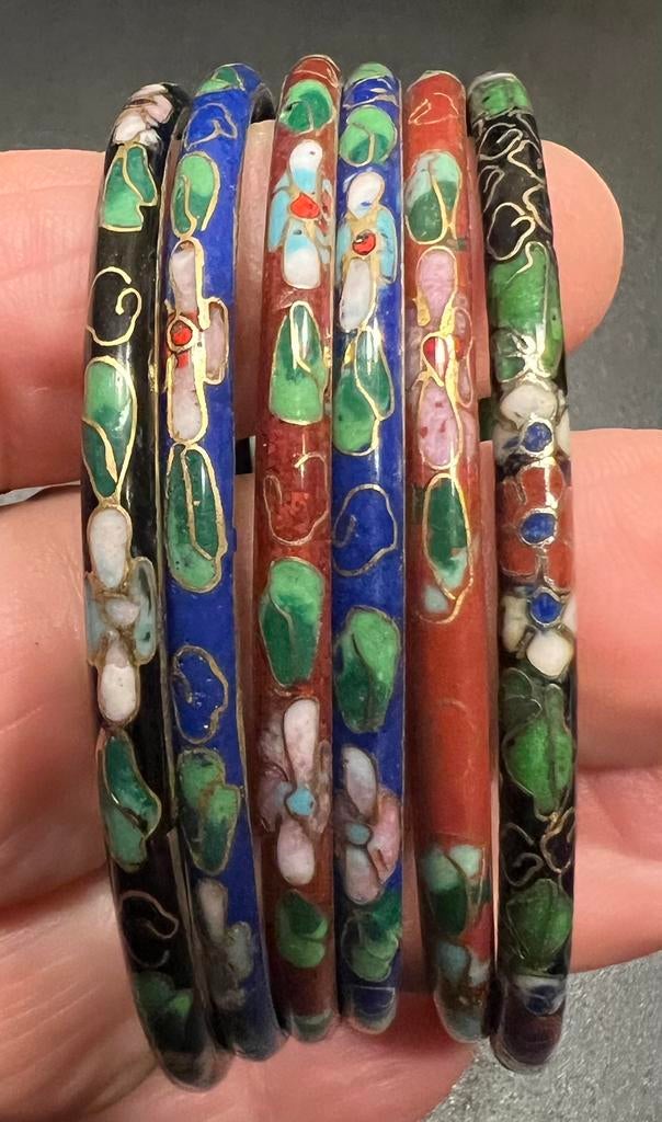 6 vintage Chinese cloisonne,emaille kleurrijke armbanden, Ophalen of Verzenden, Zo goed als nieuw, Overige kleuren, Overige materialen