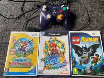 Super Mario SunShine en Paper voor de Wii + Controller beschikbaar voor biedingen