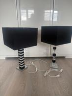 Elegante Tafellampen Set Zwart/Zilver ( s&p, Leonardo), Ophalen, Zo goed als nieuw, Glas, Minder dan 50 cm