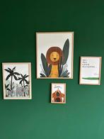 Dierenposters met lijst zgan. Olifant krokodil leeuw aap, Ophalen of Verzenden, Zo goed als nieuw, Print, Minder dan 50 cm