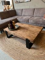 Salontafel oude balken stalen frame, 100 tot 150 cm, Zo goed als nieuw, Minder dan 50 cm, Rechthoekig