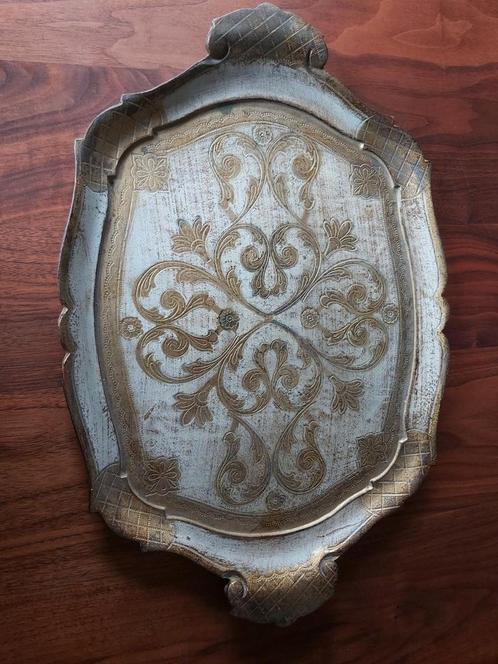 Antiek Italiaans Forentijns Dienblad met Gouden Details, Huis en Inrichting, Woonaccessoires | Dienbladen, Gebruikt, Overige materialen