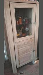 Grijs eiken vitrine kast met verlichting, Ophalen of Verzenden, Zo goed als nieuw, 25 tot 50 cm, 50 tot 100 cm