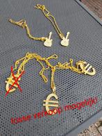 BLING BLING Nep gouden kettingen: euro teken en gitaar, Carnaval, Nieuw, Overige maten, Ophalen of Verzenden