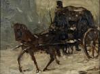 Paard en wagen - Hendrik Johannes Haverman -  100% Olieverf, Ophalen