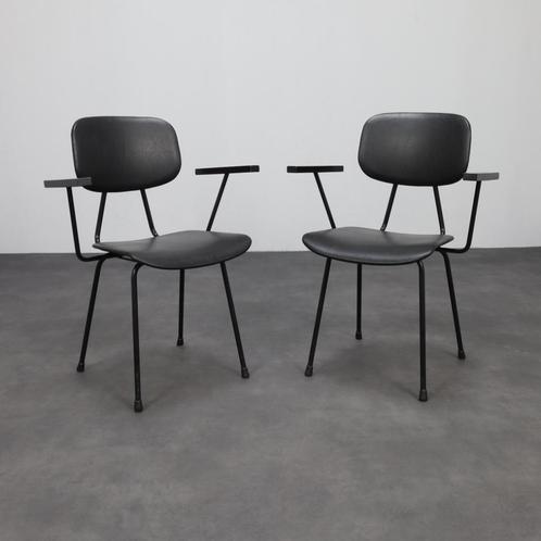 2x Vintage Stoel Kembo, Huis en Inrichting, Stoelen, Gebruikt, Twee, Metaal, Zwart, Ophalen