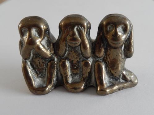 Horen, zien en zwijgen, 3 wijze apen. Peerage England, Antiek en Kunst, Antiek | Koper en Brons, Koper, Ophalen of Verzenden