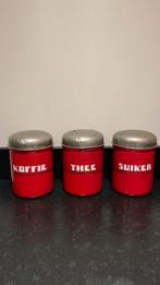 Voorraadbussen Koffie Thee Suiker rood emaille, Antiek en Kunst, Ophalen of Verzenden