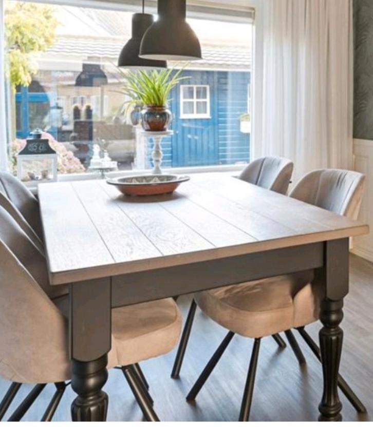 Eetkamertafel 160 cm. Massief Eiken Greywash, Huis en Inrichting, Tafels | Eettafels, Gebruikt, 50 tot 100 cm, 150 tot 200 cm