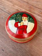 Rond houten bakje met kerstman afbeelding, Gebruikt, Onbekend, Ophalen of Verzenden, Onbekend