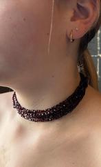 Granaat antieke ketting 5-strengs fraai 14k slot goud dames