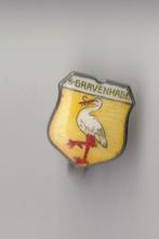 Den Haag Ooievaar emaille Stadswapen broche, Verzamelen, Speldjes, Pins en Buttons, Gebruikt, Niet vindbaar, Niet vindbaar, Speldje of Pin