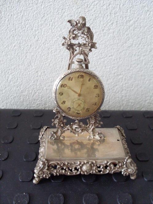 Porte-Montre met klokje . { zilver }, Antiek en Kunst, Antiek | Klokken, Ophalen