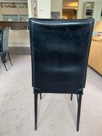 6 Zwarte Leren Eetkamerstoelen, Ophalen, Gebruikt, Zwart, Leer