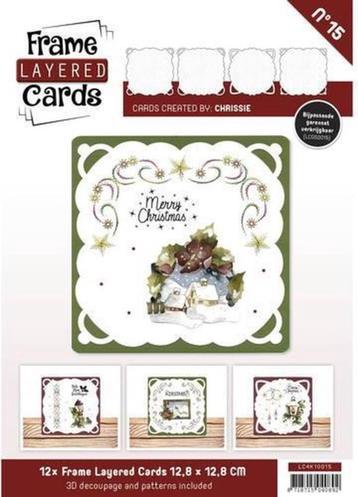 Oplegkaarten,boek met 12 stuks,knipvel,borduurpatroon,kerst. beschikbaar voor biedingen
