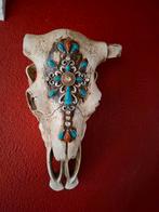 Decoratieve Stierenkop met Turquoise versieringen 43 cm, Ophalen of Verzenden, Zo goed als nieuw