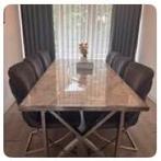 Stijlvolle steen marmeren salontafel en tv tafel, Ophalen, Gebruikt, 100 tot 150 cm, 50 tot 100 cm