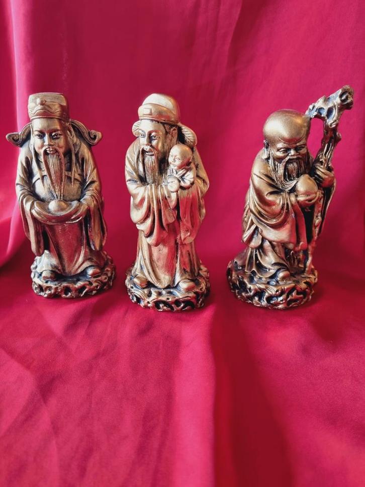 Chinese Geluksgoden Fu Lu Shou - Set van 3, Antiek en Kunst, Kunst | Beelden en Houtsnijwerken, Ophalen of Verzenden