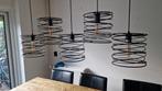 Industriële Hanglamp Zwart - 5 Lichts - Spiraal Kappen, Huis en Inrichting, Lampen | Hanglampen, Ophalen, Zo goed als nieuw, Industrieel