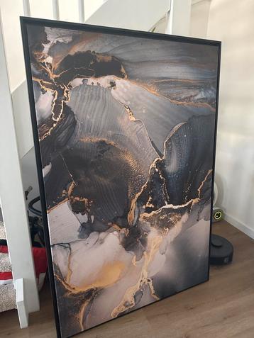️Te koop:XL Canvas Schilderij–Abstract Goud/Zwart 100150 cm beschikbaar voor biedingen
