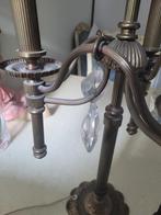 Zeer oude bronzen lamp met kristallen pegels, Antiek en Kunst, Ophalen of Verzenden
