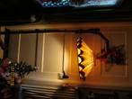 Antieke Leeslamp met plooikap., Ophalen, Gebruikt, Hout, 100 tot 150 cm