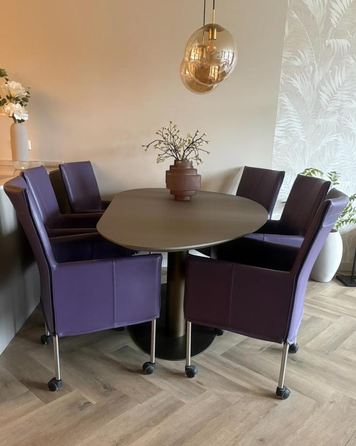 6 leren eetkamerstoelen in zeer goede staat., Huis en Inrichting, Stoelen, Zo goed als nieuw, Vijf, Zes of meer stoelen, Leer