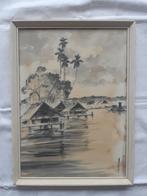 Doek:  wadi, china (rood stempel) op doek (Indonesië ?), Antiek en Kunst, Ophalen of Verzenden