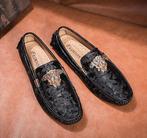 Zwarte heren loafers met patroon schoenen mannen instappers, Verzenden, Nieuw, Zwart, Loafers