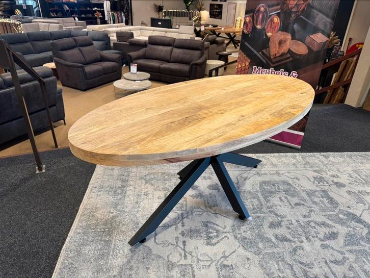 Eettafel ovaal 180cm. met spinpoot Direct/leverbaar E-7061, Huis en Inrichting, Tafels | Eettafels, Nieuw, 50 tot 100 cm, 150 tot 200 cm