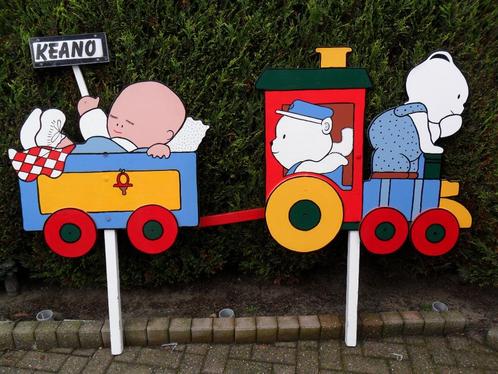 Geboorteborden 2 stuks uniek baby en beertjes in trein, Kinderen en Baby's, Kraamcadeaus en Geboorteborden, Nieuw, Geboortebord