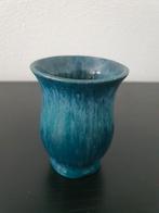 Blauwgroen kleurige keramiek Vaas 10,5x7 cm, Ophalen of Verzenden