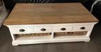 Salontafel met lades en rieten manden, Huis en Inrichting, Tafels | Salontafels, Ophalen, Gebruikt, 100 tot 150 cm, Eikenhout