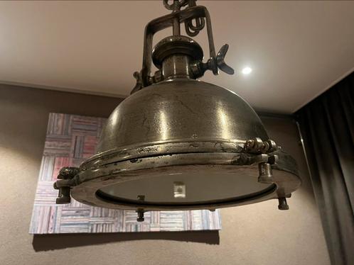 Industriële lamp, Huis en Inrichting, Lampen | Hanglampen, Gebruikt, Minder dan 50 cm, Glas, Ophalen