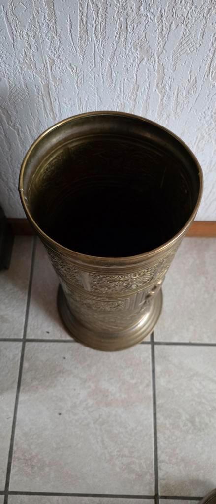 Oude messing paraplubak met reliëf, Antiek en Kunst, Antiek | Koper en Brons, Ophalen