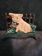 Vintage Gietijzeren Briefhouder - Varken met Bloemen, Ophalen of Verzenden, Gebruikt
