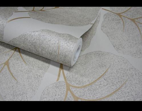 12 rollen behang Dutch Wallcoverings A63501, beige/goud blad, Huis en Inrichting, Stoffering | Behang, Beige, Grijs, Groen, 50 tot 75 m²