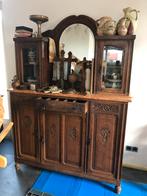 Antieke buffetkast met roodmarmeren blad besteklade, Ophalen, 150 tot 200 cm, 150 tot 200 cm