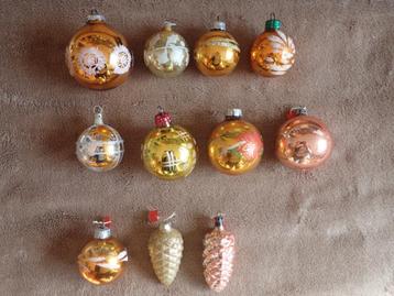 Kerst, geel/goudkleurige serie, 11 stuks beschikbaar voor biedingen