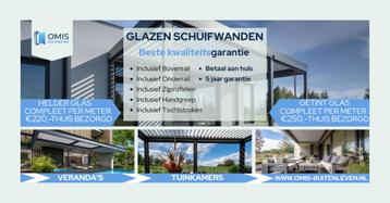 GLAZEN SCHUIFWANDEN COMPLEET PAKKET €220,- INCLUSIEF BTW beschikbaar voor biedingen